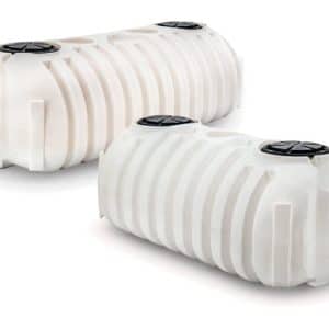 The image shows two Low Profile Below Ground Cistern Tanks (D2).