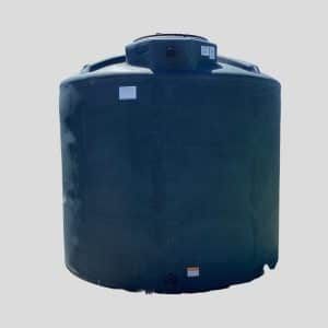 The image shows a dark green vertical water storage tank.