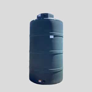 The image depicts a 1,500-gallon vertical water storage tank measuring 65 inches in diameter and 114 inches in height.