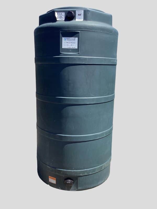 The image shows a 400-gallon vertical water storage tank that is 40 inches in diameter and 80 inches in height.