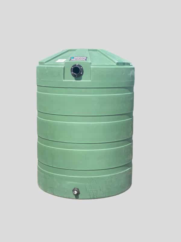 The image shows a 420gal 45 inches in width x 64 inches in height Rain Harvesting Forest Green Poly Water Tank