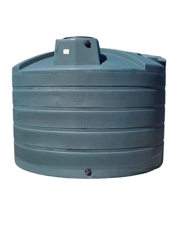 The image shows a 5050gal 129 inches diameter and 96 inches in height Standard Water Dark Green Poly Water Tank